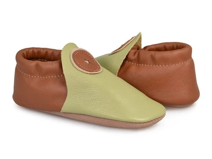 Softstar Roo Moccasin - Smooth Leather — Green Tea / Nutmeg · Wide · для детей, фото 2