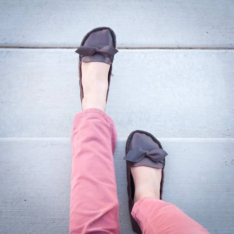Женские балетки Unshoes Primrose — mahogany (с бантом), фото 3