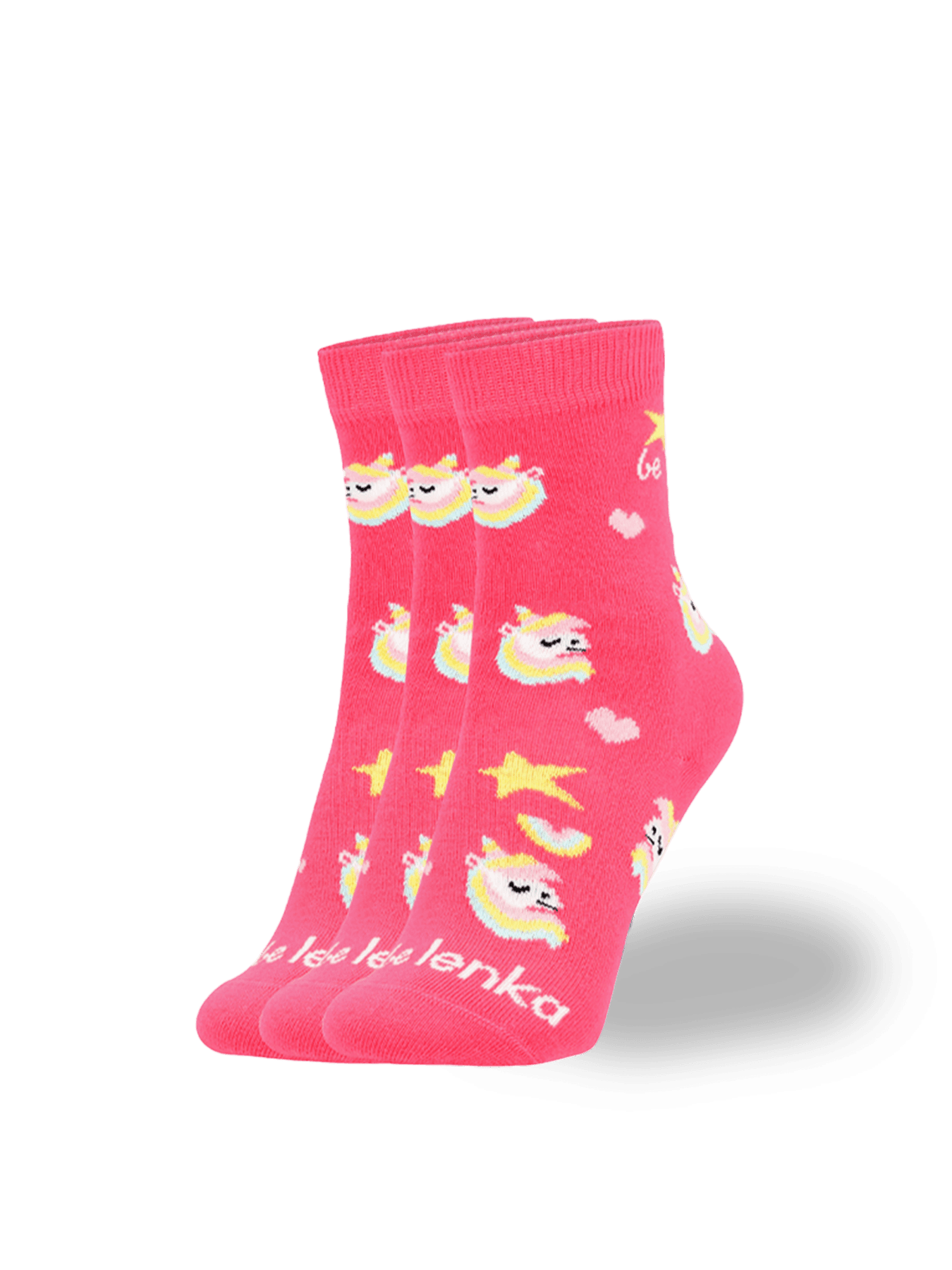Kids barefoot Socks Be Lenka Kids - Crew - Unicorn - BubleGum Pink - 3 pack - Main