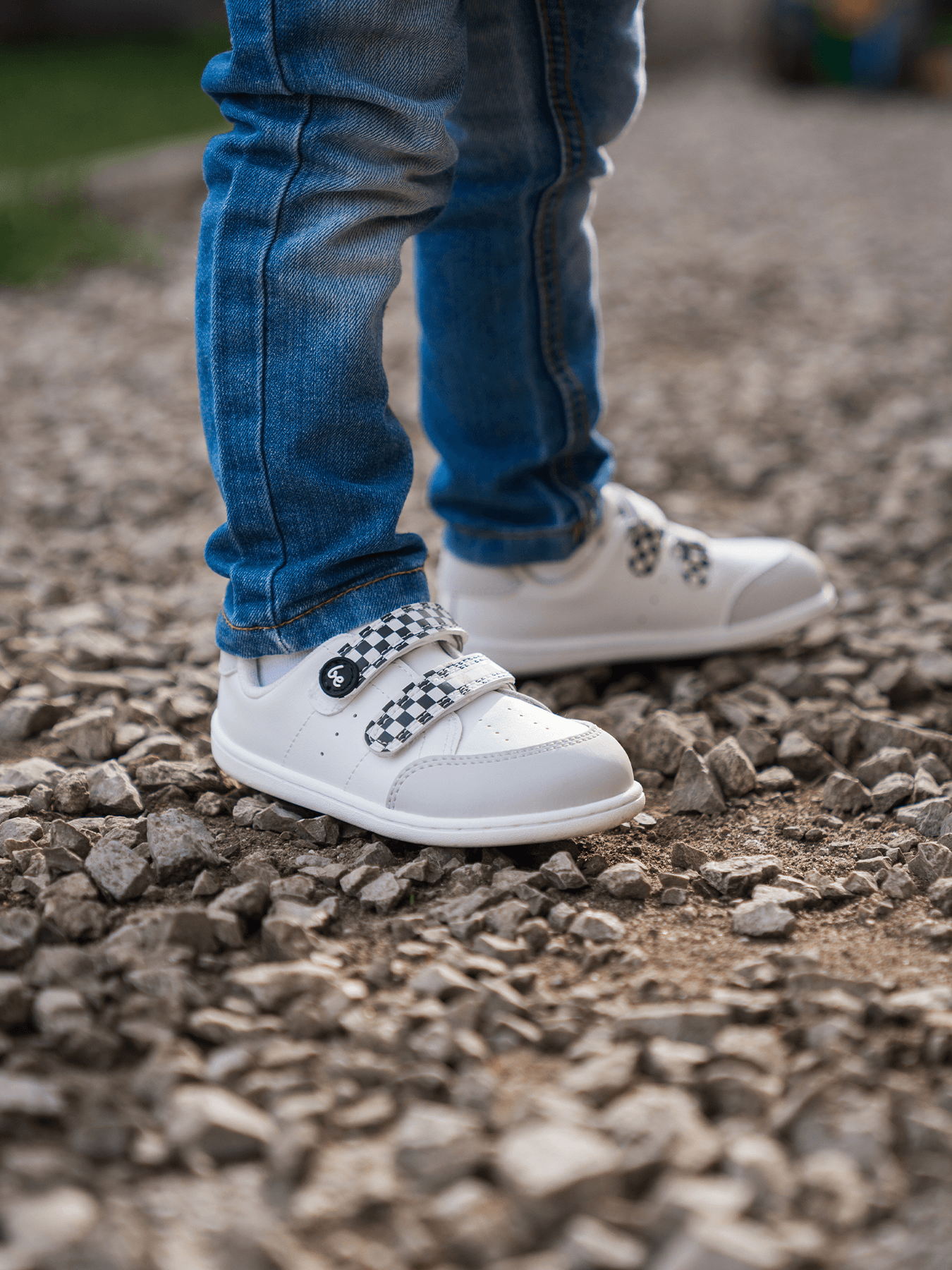 Kids barefoot sneakers Be Lenka Energise Kids - White & Checkerboard - Main