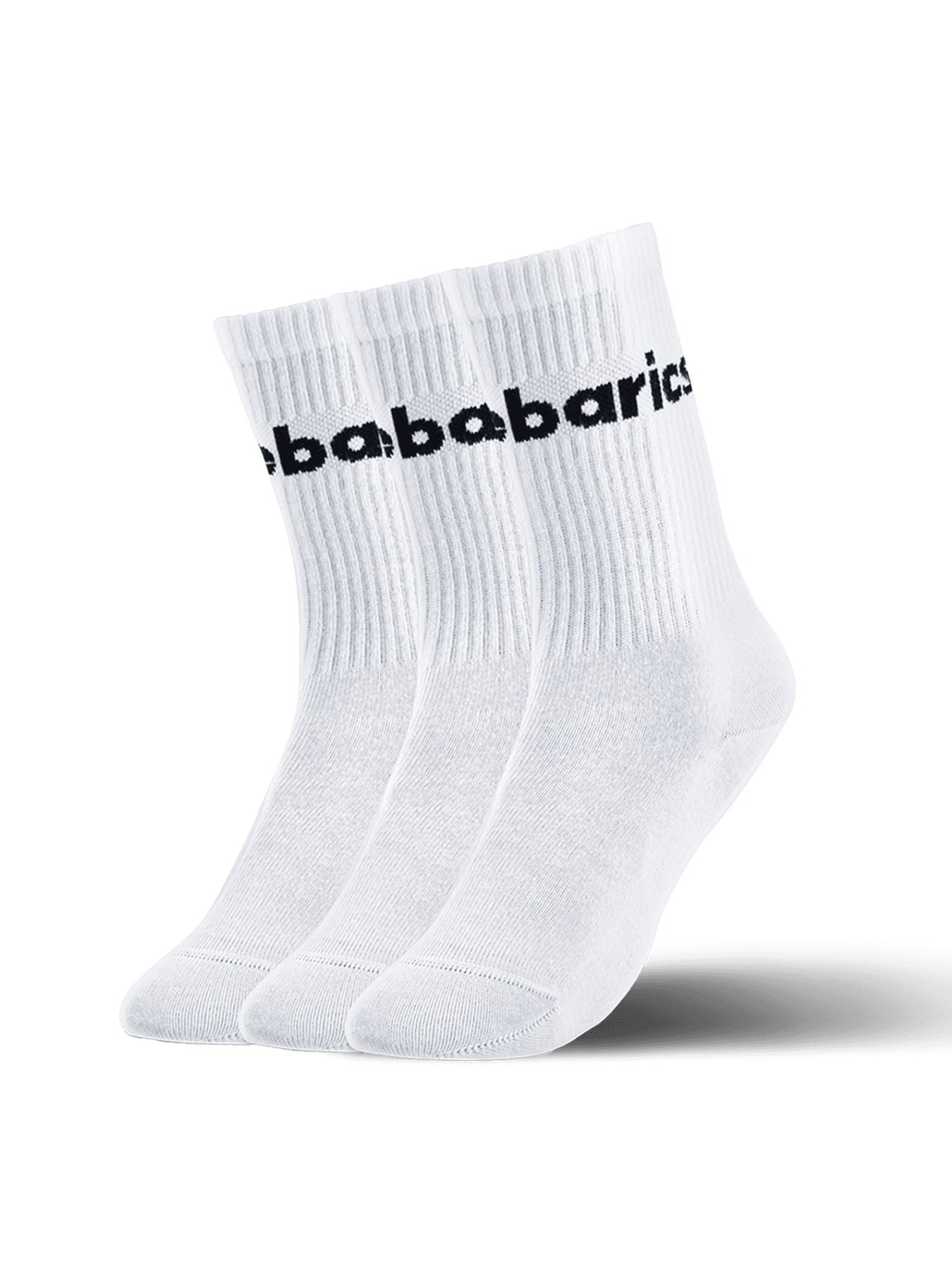 Barebarics - Barefoot Socks - Crew - White - Big logo - 3 pack - Main