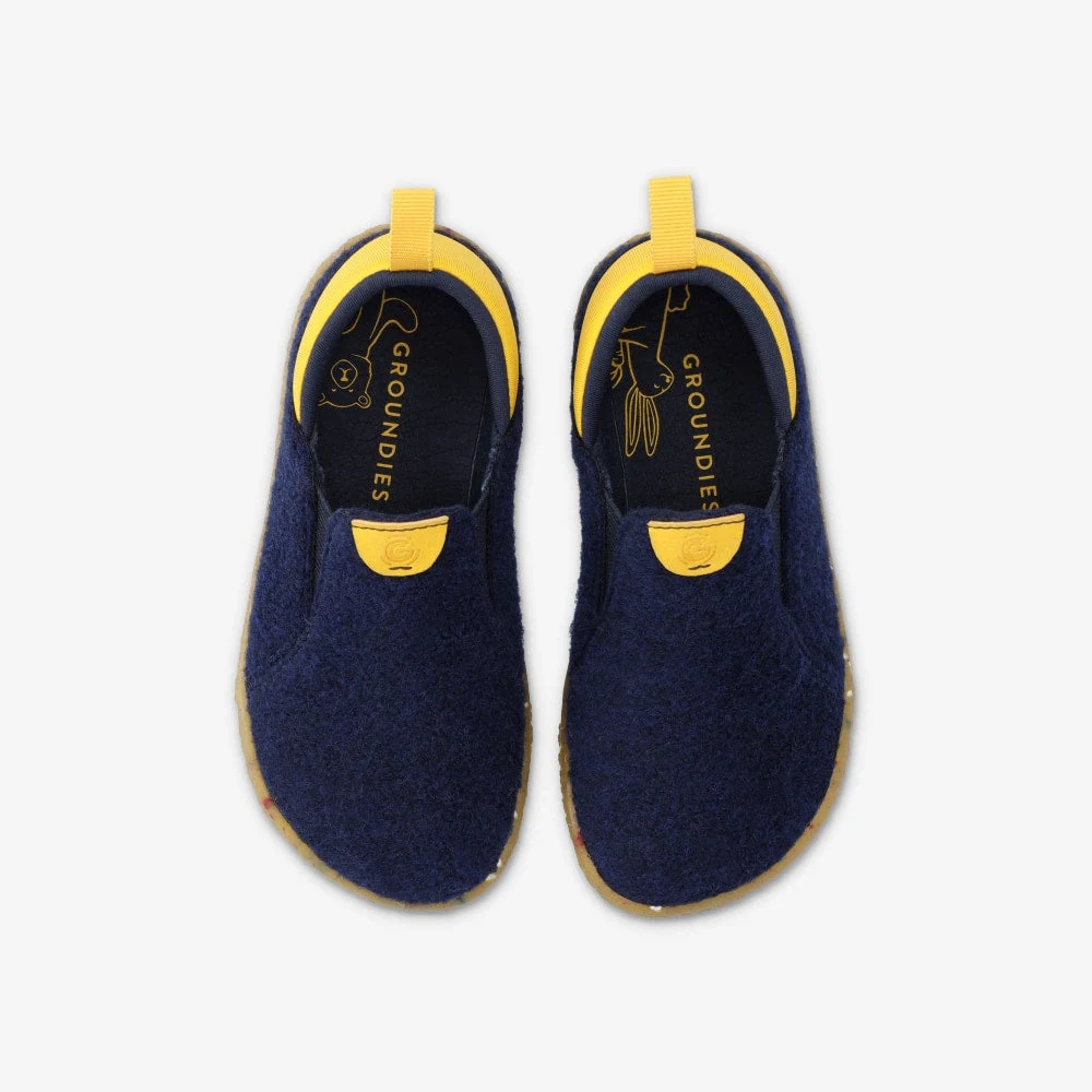 Детские слипоны Groundies Uppsala — Navy/Yellow (Barefoot), фото 4