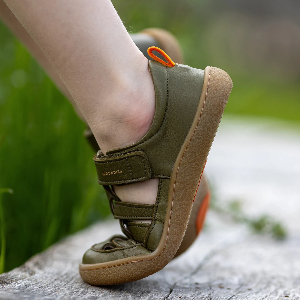 Детские сандалии Groundies Noto 2.0 — Khaki/Orange (Barefoot), фото 3