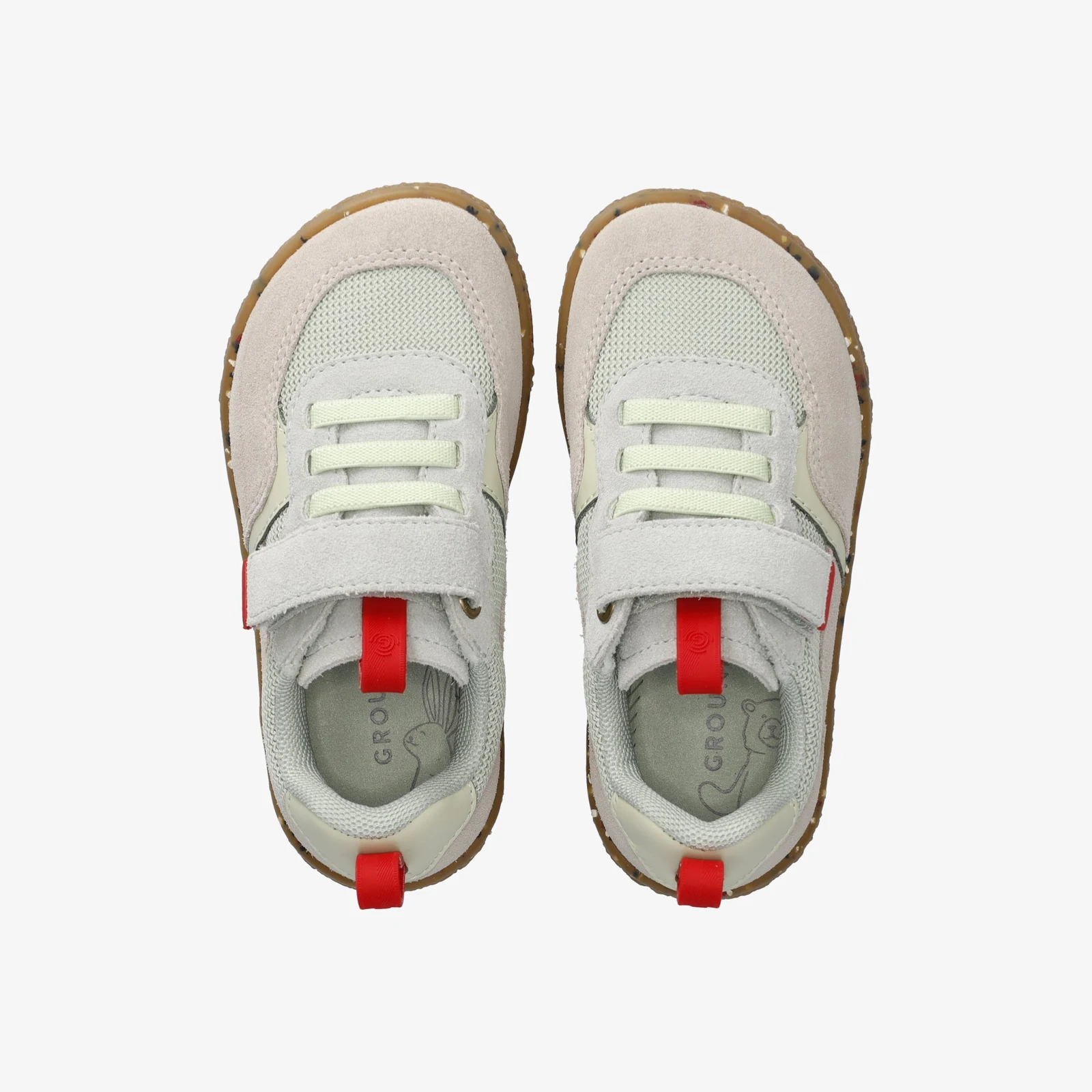 Детские кроссовки Groundies Lou 2.0 — Sage Green/Red (Barefoot), фото 3