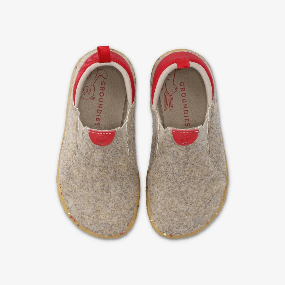 Детские слипоны Groundies Uppsala — Taupe/Red (Barefoot), фото 4