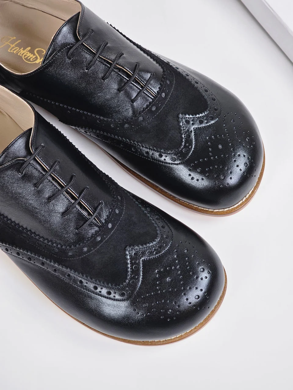 Harlem Brogue — чёрная кожа и замша, Zero Drop — жёсткая кожаная подошва, фото 3