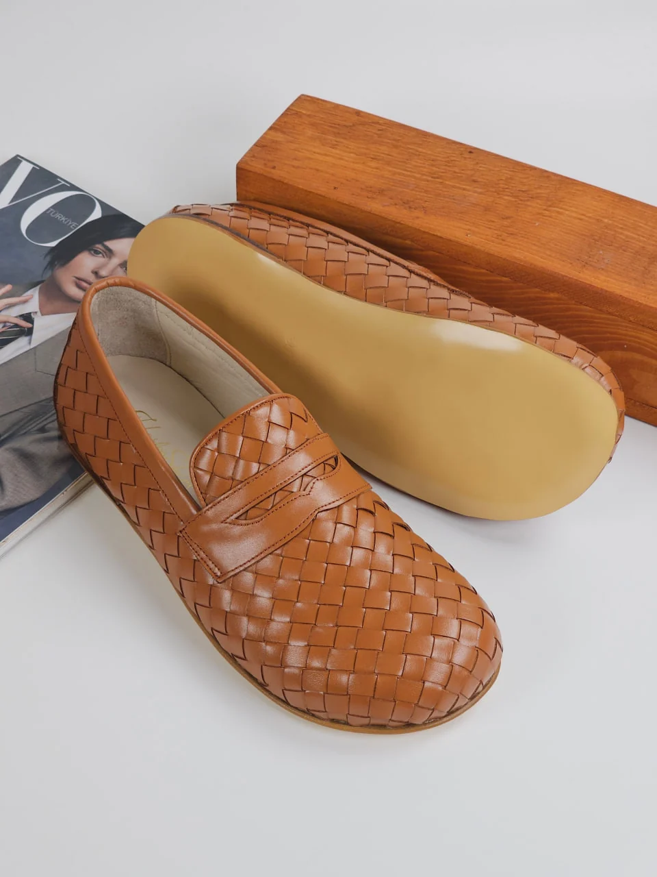 Harlem Loafers — светло-коричневая плетёная кожа, Zero Drop — жёсткая кожаная подошва, фото 4