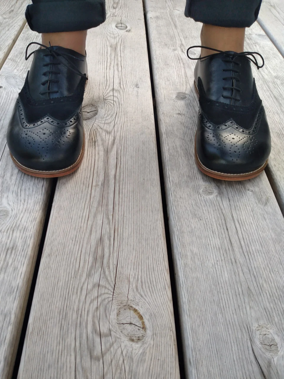Harlem Brogue — чёрная кожа и замша, Zero Drop — жёсткая кожаная подошва, фото 6