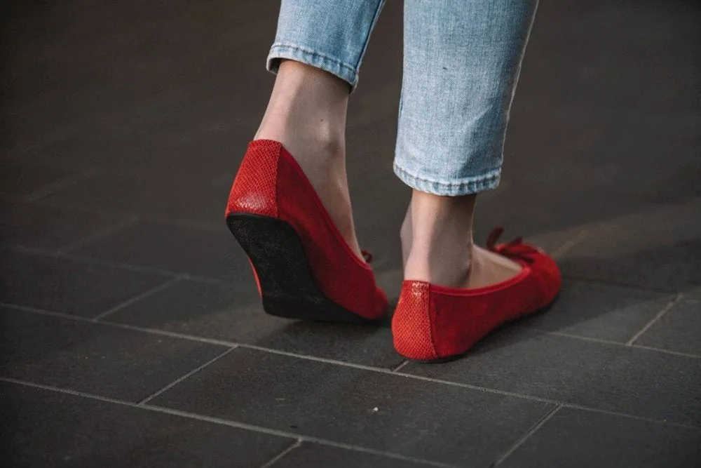 Женские балетки ZAQQ TWIST Velours Red (красный цвет), фото 6