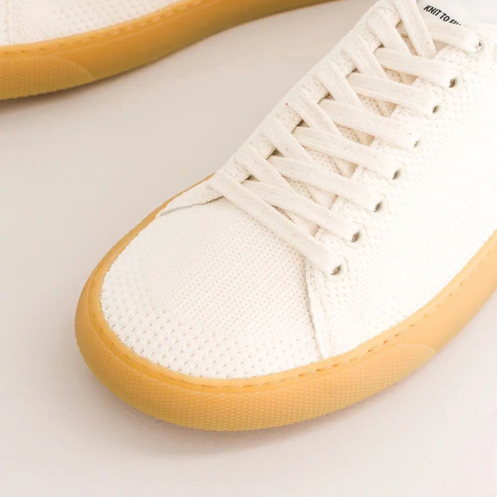 Босоногие кроссовки Fleeters Peach — трикотаж молочный коричневая подошва, фото 8