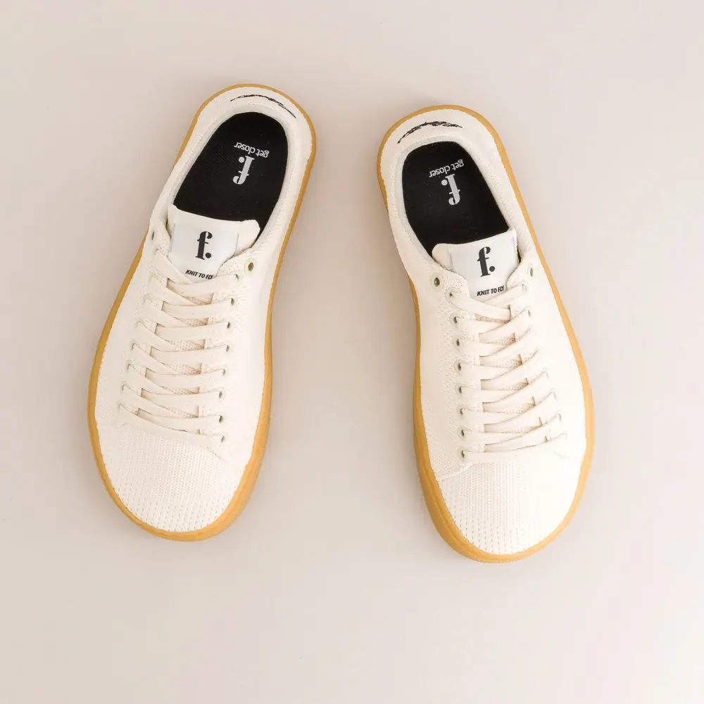 Босоногие кроссовки Fleeters Peach — трикотаж молочный коричневая подошва, фото 9