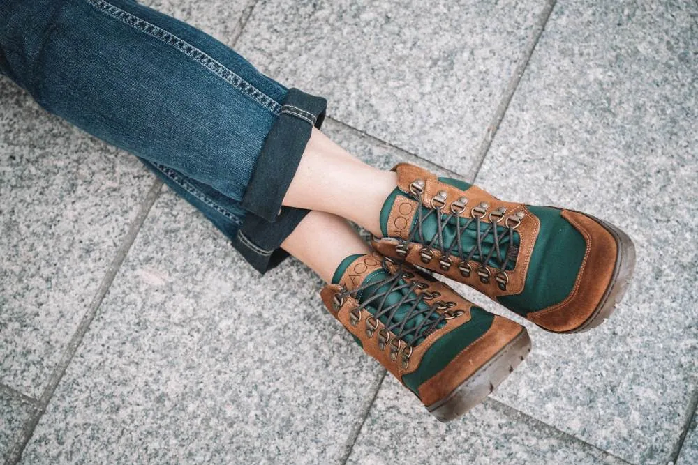 Ботинки для женщин и мужчин ZAQQ HIQE Mid Brown Green Waterproof (зелёный цвет), фото 13
