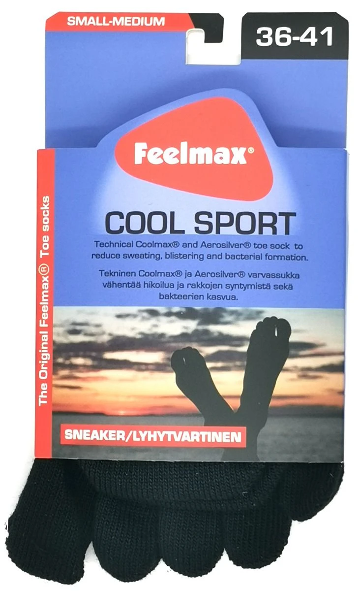 Носки-следки с раздельными пальцами Feelmax Coolsport Coolmax Sneaker, чёрные (Чёрный) — фото 1 из 1
