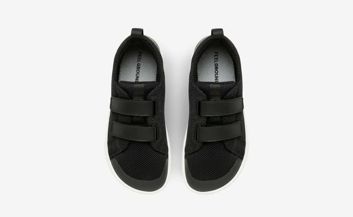 Детские босоногие кроссовки Feelgrounds Original Mesh Kids — чёрный и белый, фото 2