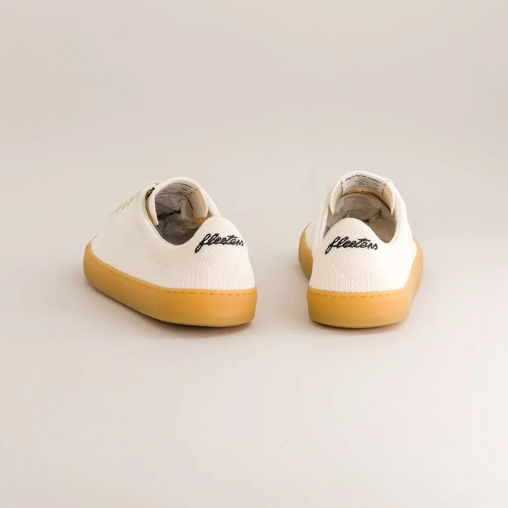 Босоногие кроссовки Fleeters Peach — трикотаж молочный коричневая подошва, фото 5