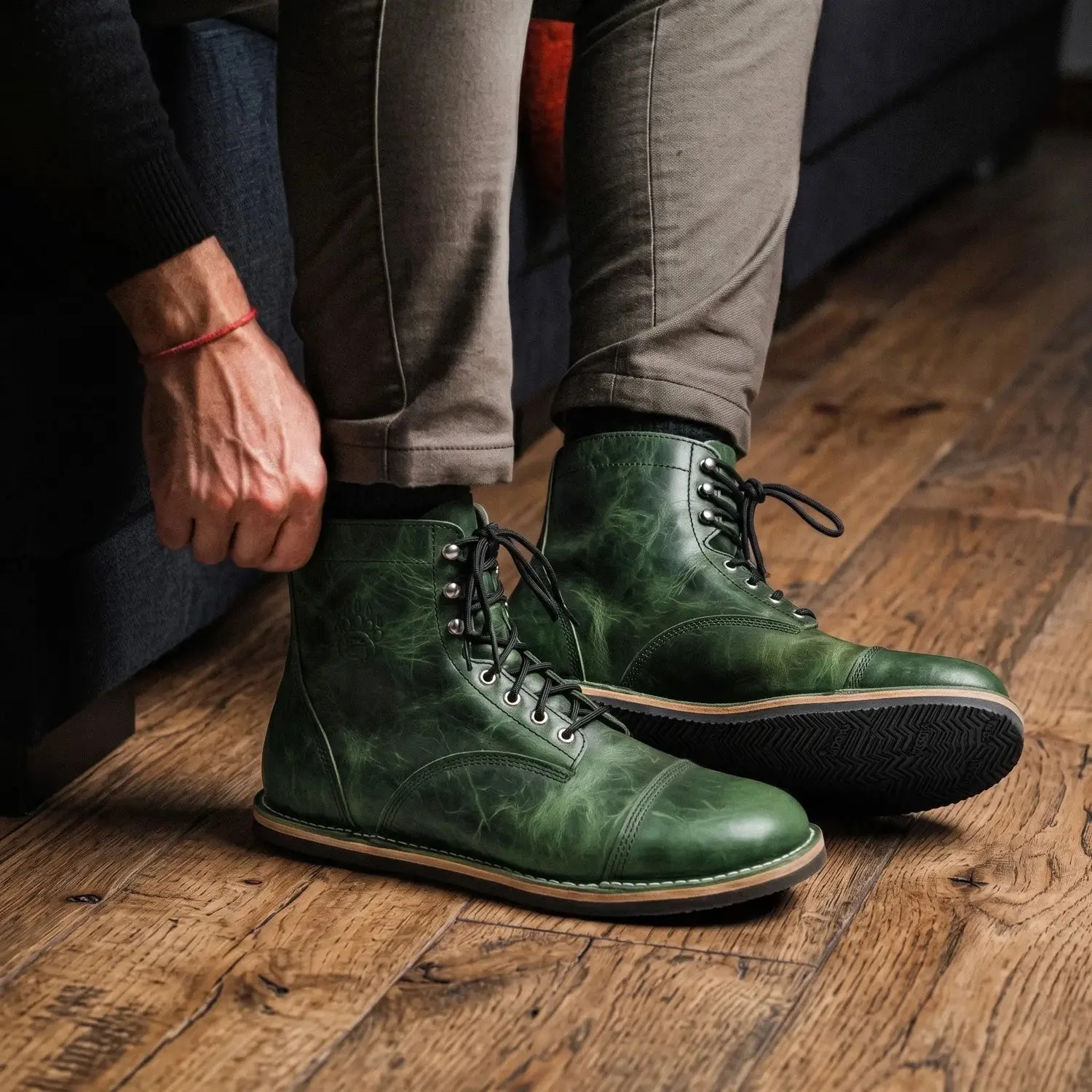 Босоногие кожаные ботинки Bearfoot Bruin-Patriot — зелёный, фото 5