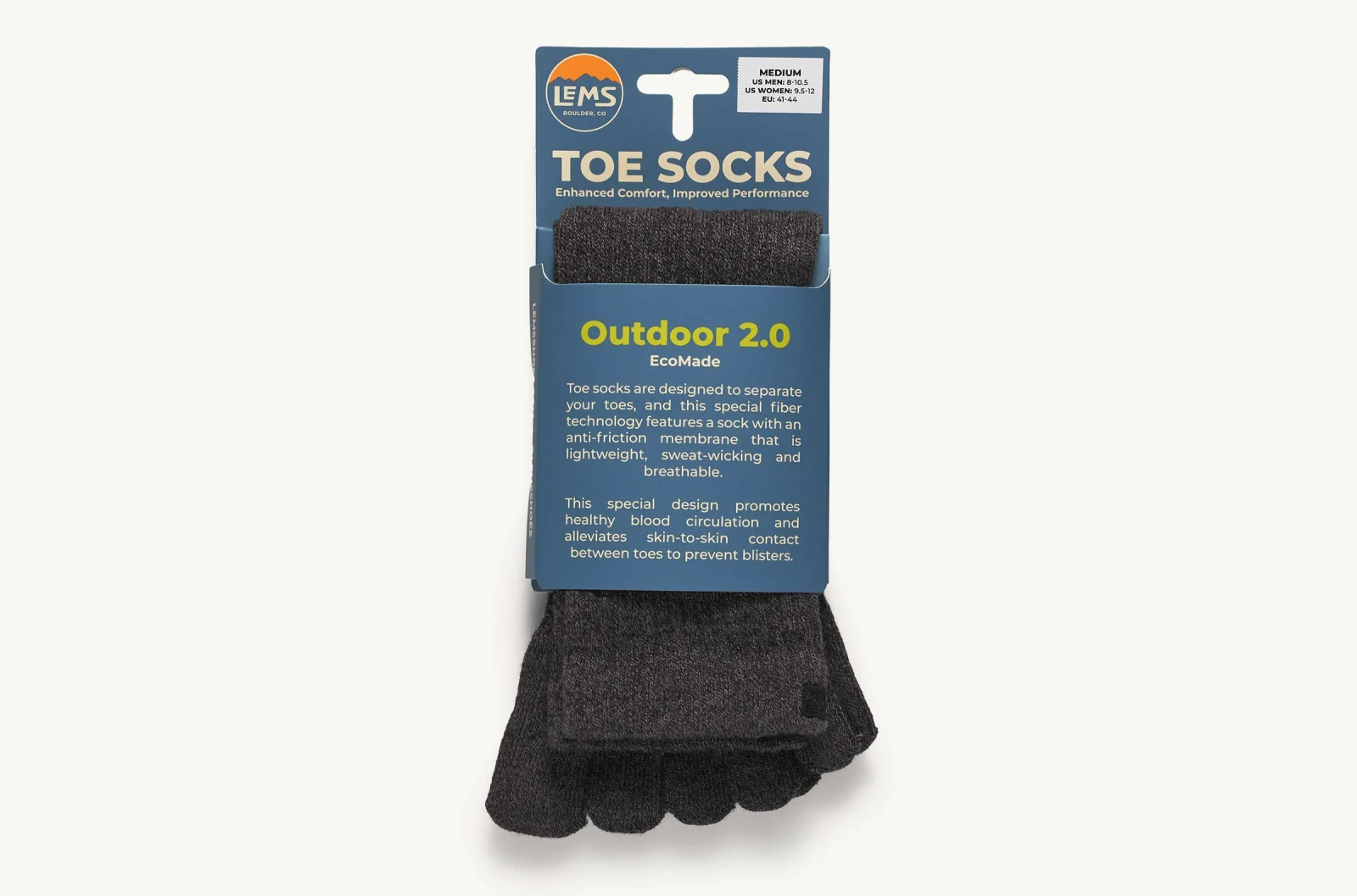 Носки Lems Outdoor Crew Toesock — тёмно-серый (EcoMade), фото 4
