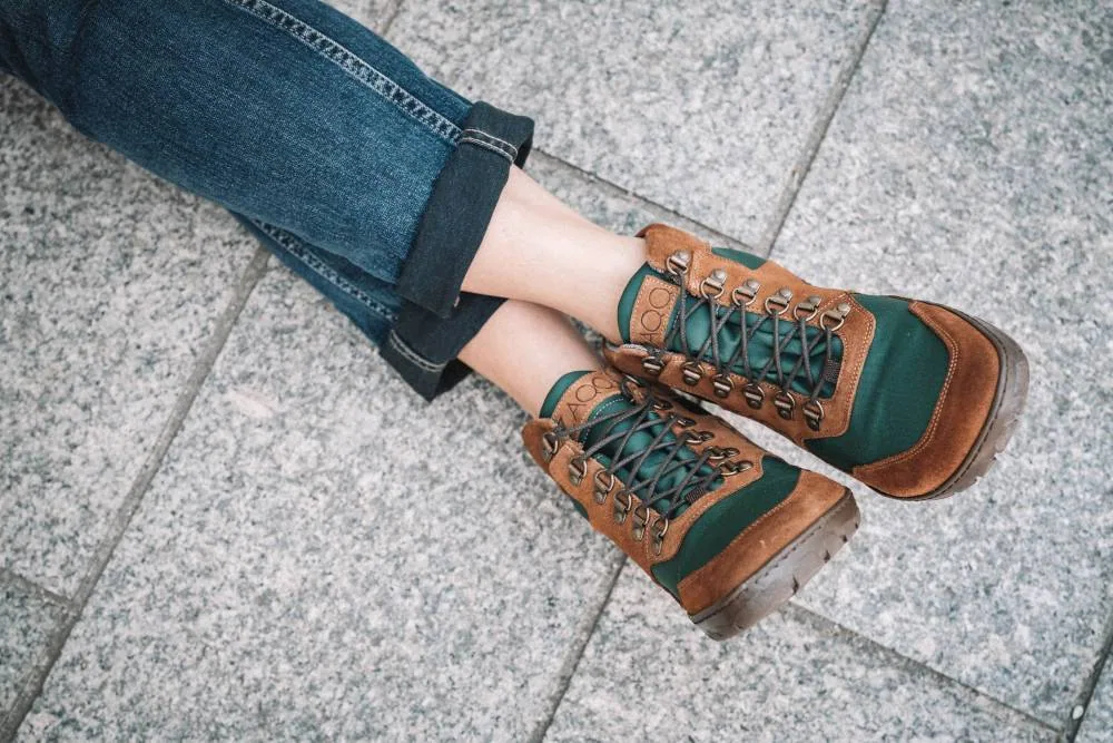 Ботинки для женщин и мужчин ZAQQ HIQE Mid Brown Green Waterproof (зелёный цвет), фото 6