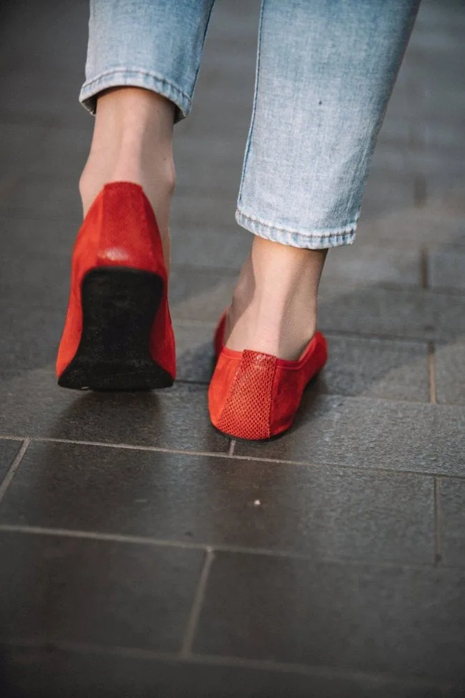 Женские балетки ZAQQ TWIST Velours Red (красный цвет), фото 5