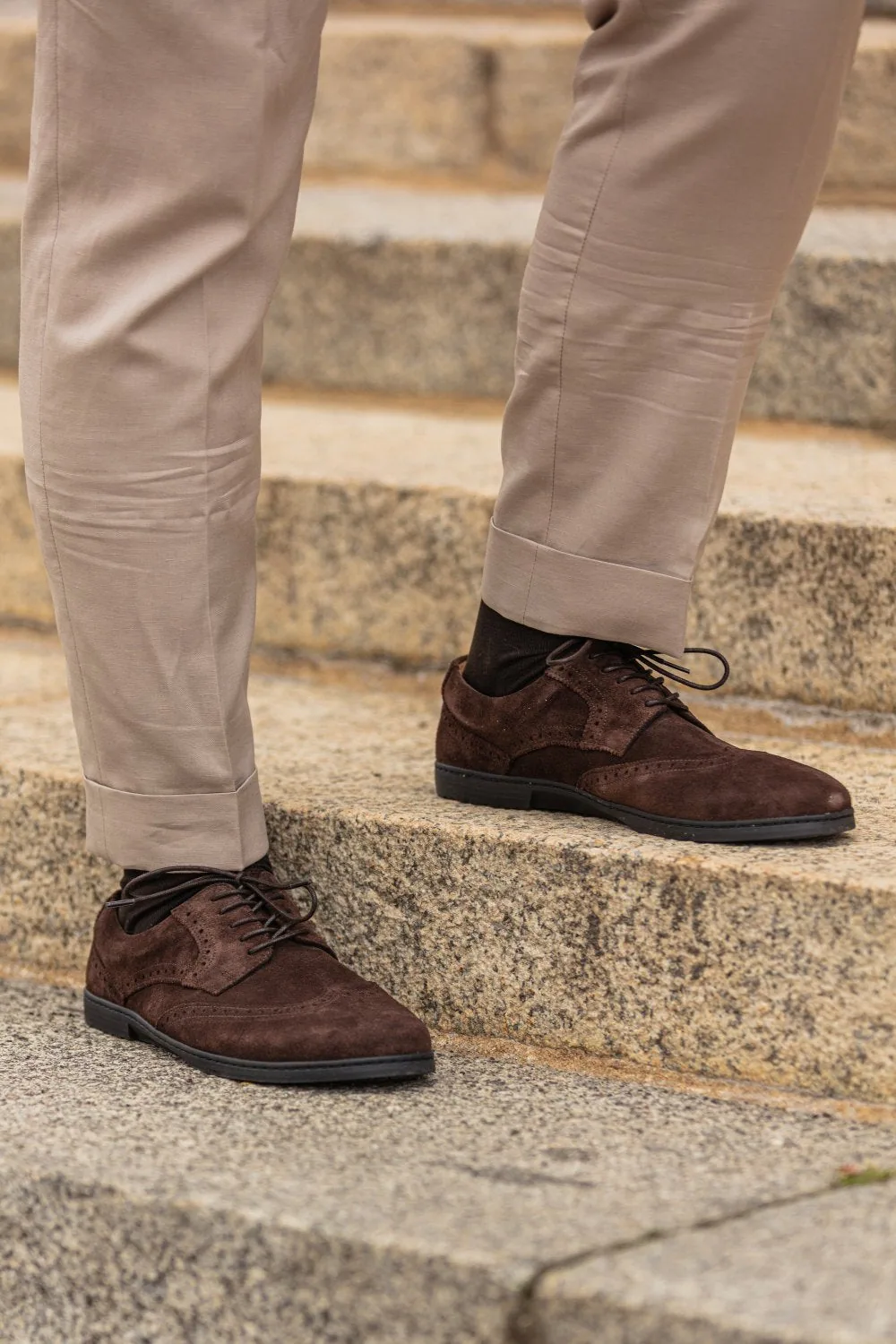 Мужские полуботинки ZAQQ BRIQ Brogue Velours Brown (коричневый цвет), фото 8