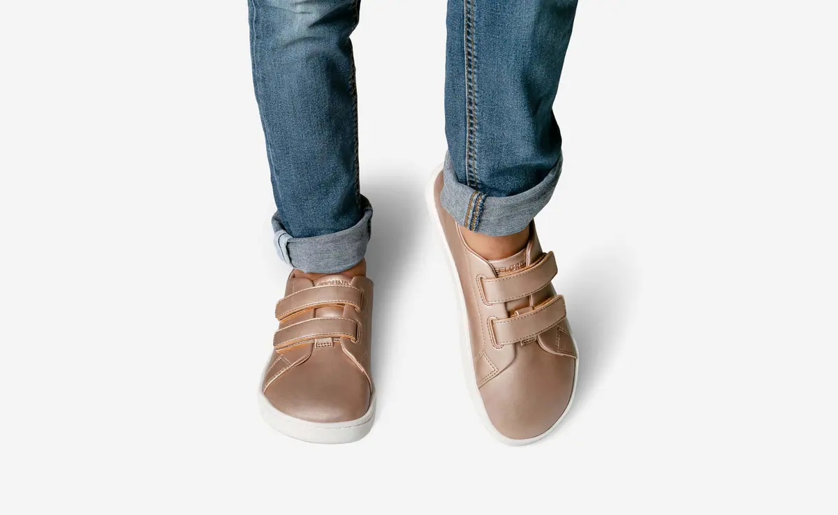 Детские босоногие кроссовки Feelgrounds Original Luxe Kids — металлический розовый, фото 5
