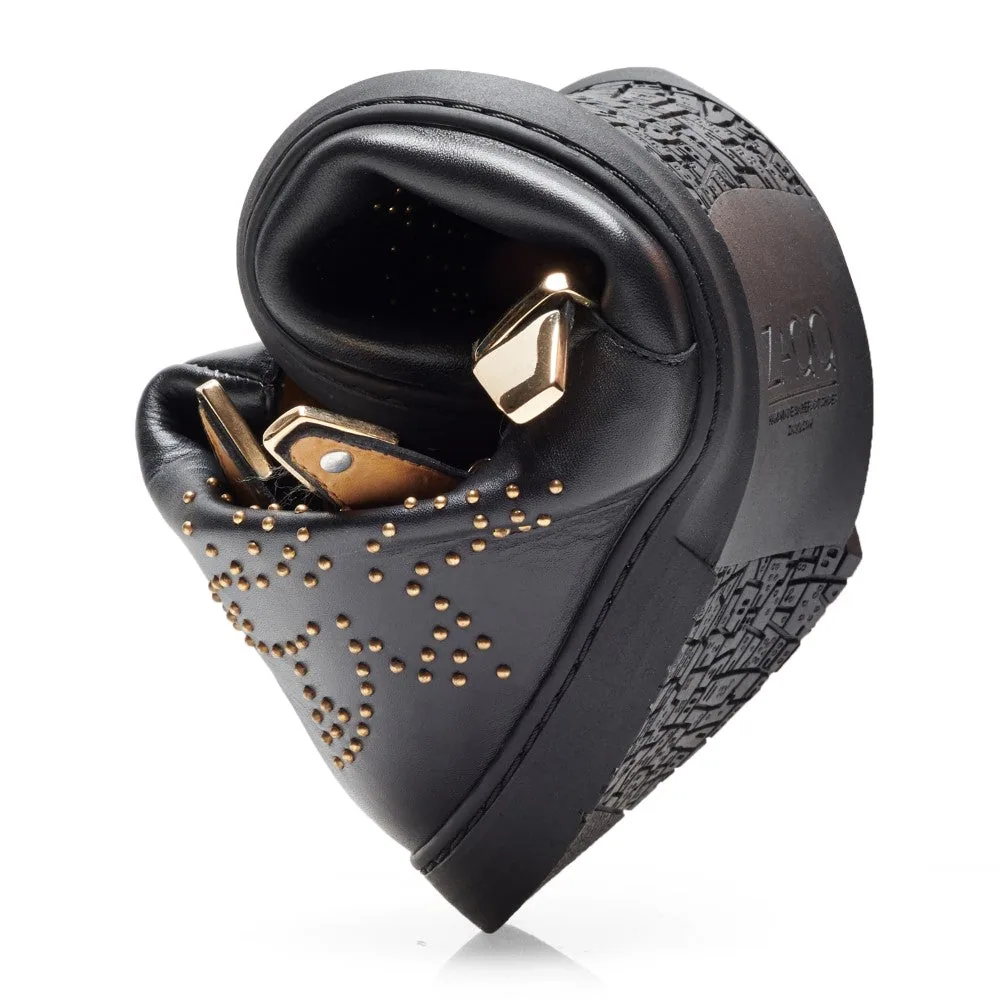 Женские ботинки ZAQQ QLANCE Black Gold (чёрные с золотистыми деталями), фото 4