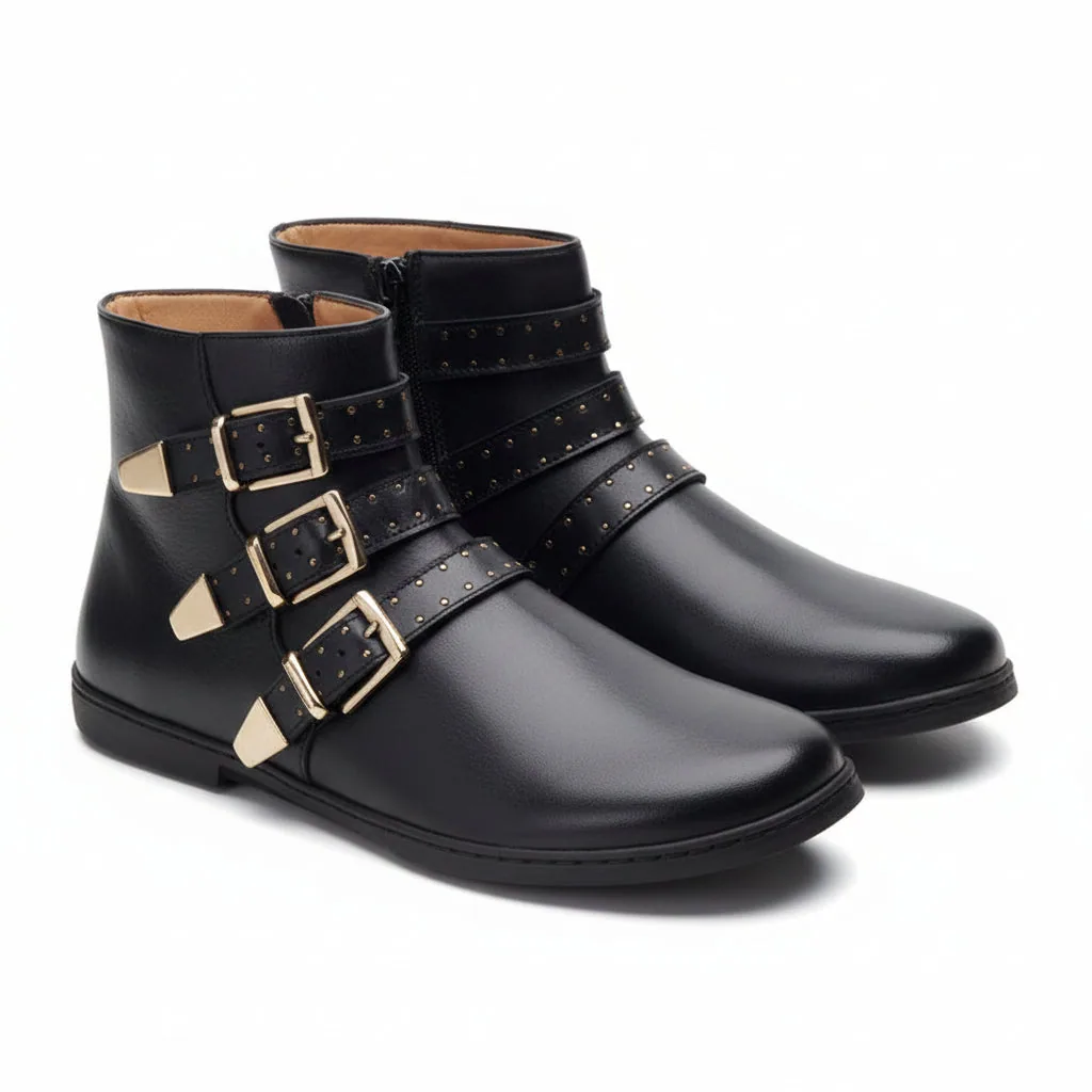 Женские ботинки ZAQQ QLANCE Black Gold Plain — фото 1 из 9