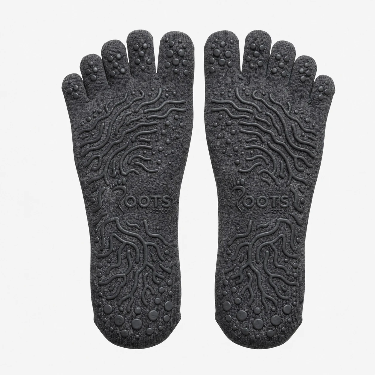 Носки Roots Barefoot противоскользящие с пальцами (средней высоты) — чёрный, фото 3