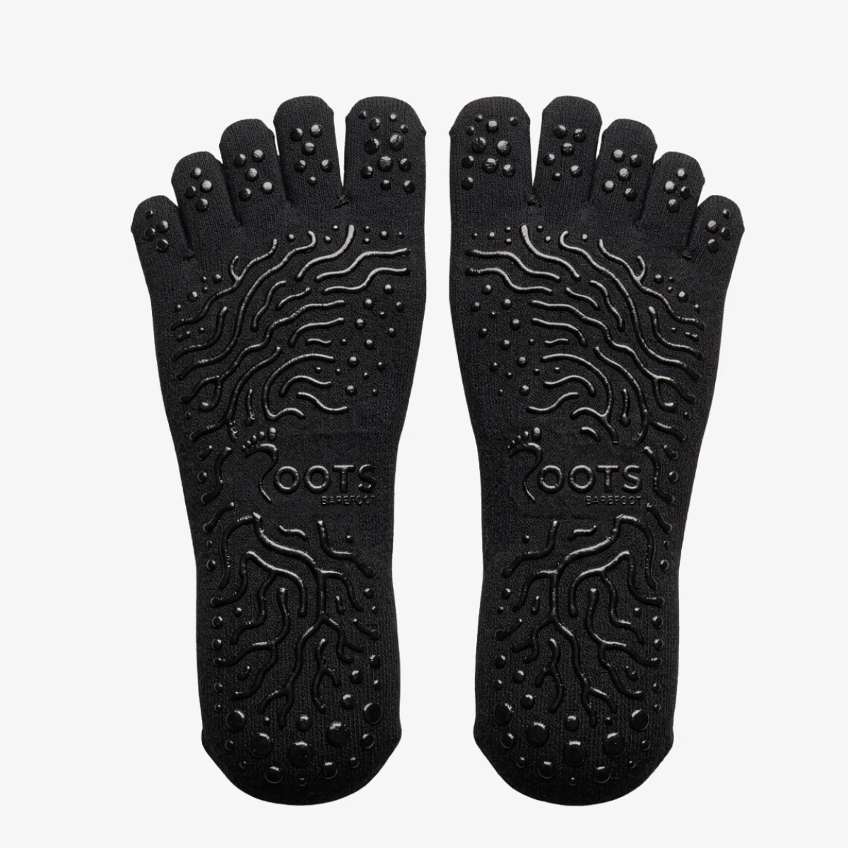 Носки Roots Barefoot противоскользящие с пальцами (средней высоты) — чёрный, фото 2