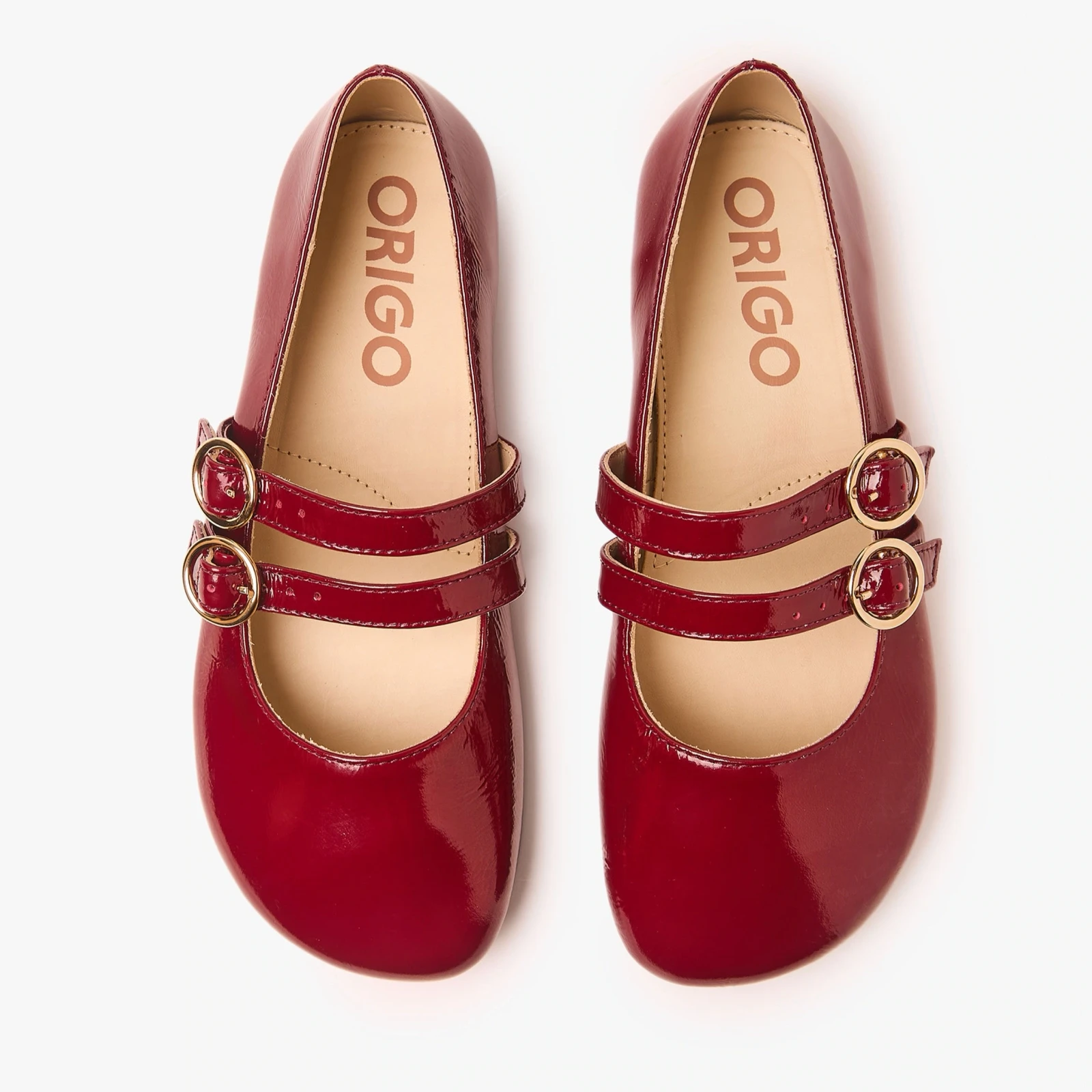 Босоногие туфли Origo Double Strap Mary Jane — лаковый вишнёвый, фото 4
