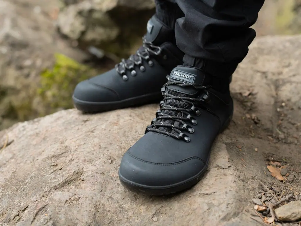 Босоногие ботинки Realfoot Trekker Low Vegan Black, фото 2
